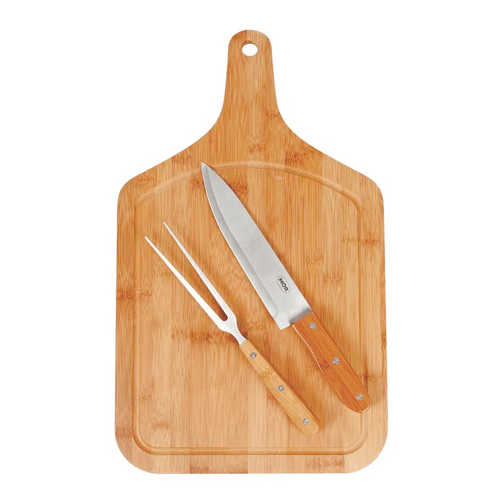 Conjunto Churrasco Bamboo Tábua 30cm x 50cm com Alça - Mor